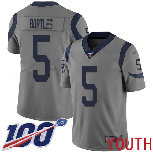Los Angeles Rams Limited Gray Youth Blake Bortles Jersey NFL Football #5 100th Season Inverted Legend->->Youth Jersey